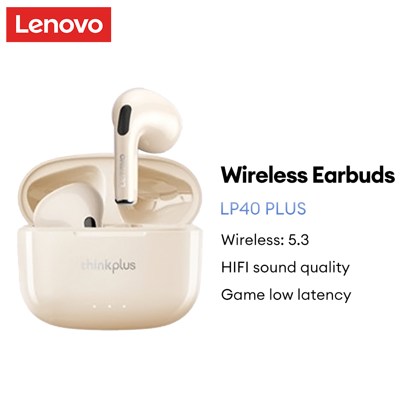 Lenovo LP40 PLUS Earphones Bluetooth with microphone wireless headset super dual stereo noise canceling sports game headset Bluetooth 5.3 control time long