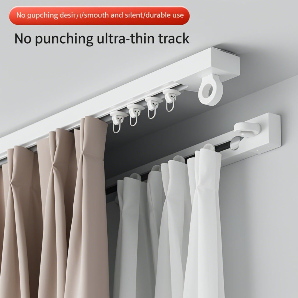 [Ten Years Can't Fall Off] Thickened Silent Curtain Track, Punch-Free ...