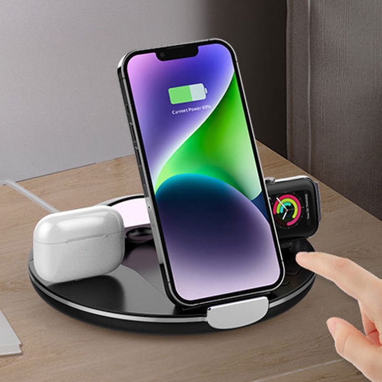 4 in 1 QI Phone 15W Folding Wireless Charger with LED Night | Shopee ...