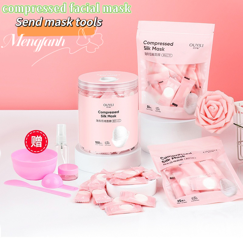 Silk compressed facial mask压缩蚕丝面膜hydrating mask granules 100PCS补水湿敷面膜 ...