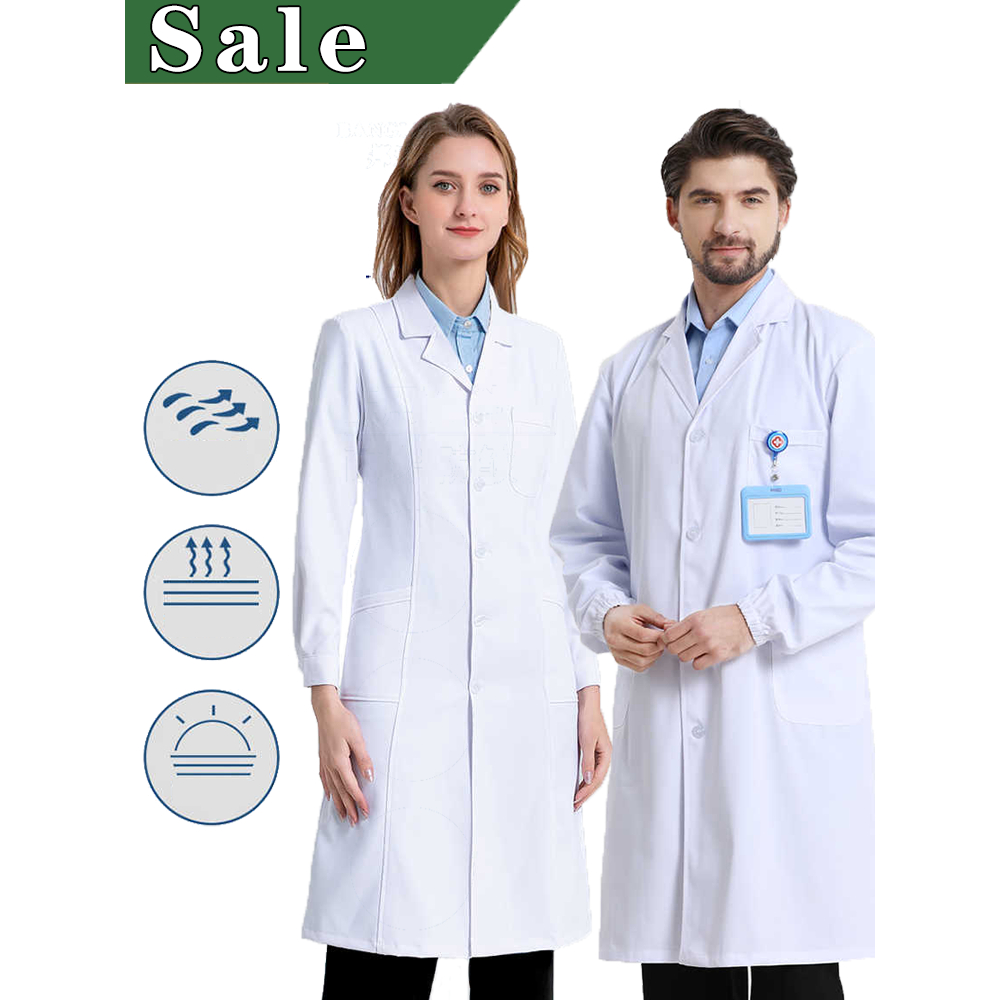 ReadyStock Lab coat men Ladies Coat Laboratory Long Sleeve Doctor Gown ...