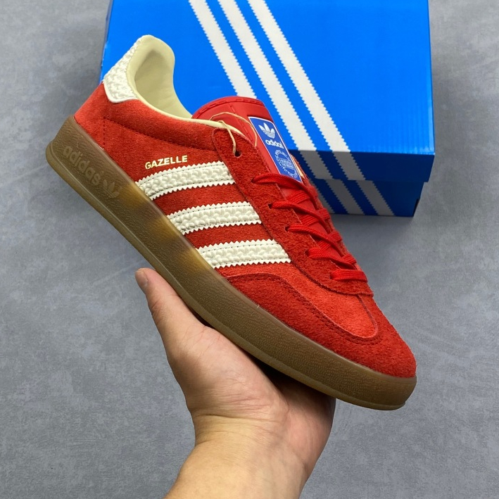 Adidas Originals Gazelle INdoor Anti-Slip Wear-Resistant Low-Top Sneakers  Red White | Shopee Malaysia