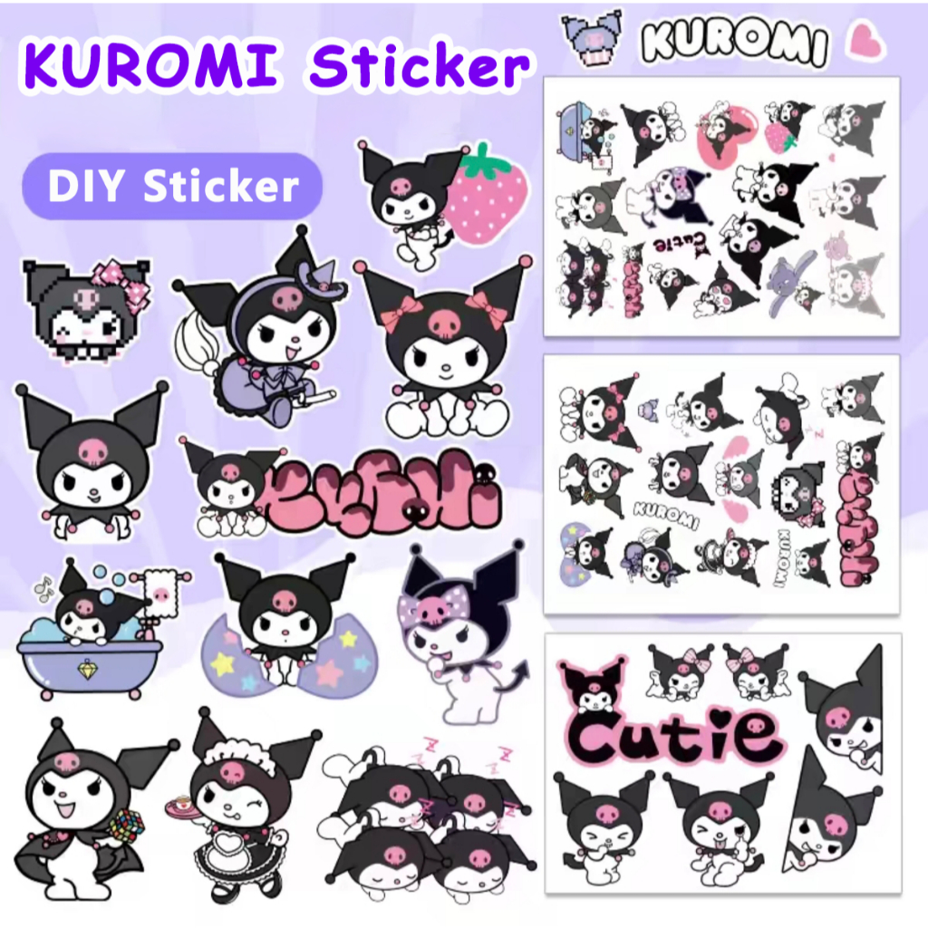 60 120pcs Sanrio Kuromi Cartoon Stickers Cute Sanrio Decorative Diy