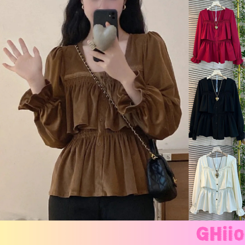 💖GHIIO💖 [ready stock in Malaysia] Ladies Loose Women Shirt Baggy Plus ...