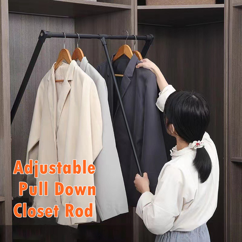 Wardrobe Pull Down Hanger Adjustable Cabinet Hanger Rod For Closet ...
