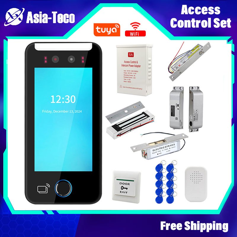 5 inch WIFI Tuya Face Recognition Door Access Control Sets Fingerprint ...