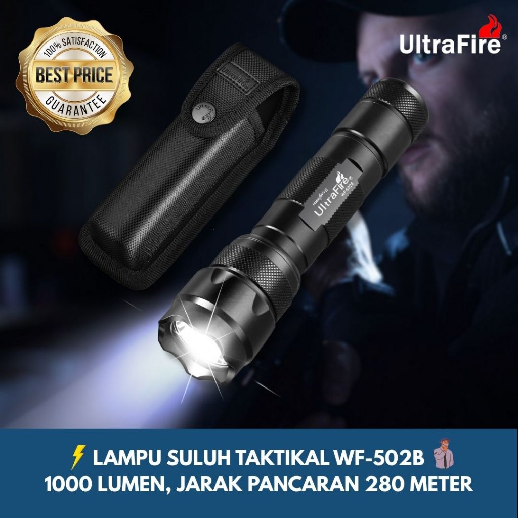 ULTRAFIRE 1000 lumens WF-502B LED Torch Tactical LED Flashlight 18650 ...