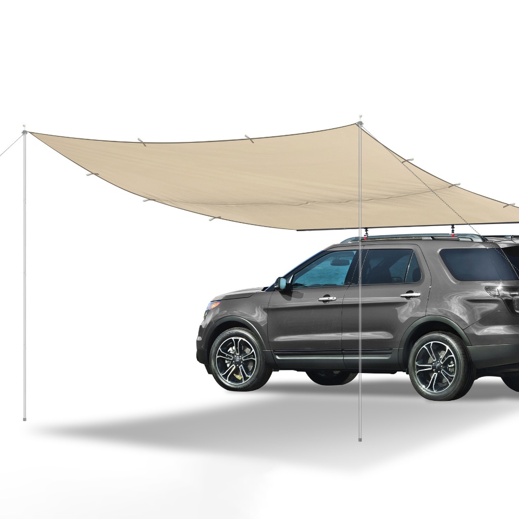 EVER ADVANCED Campervan Awning 350x260x245cm - PU 3000mm Waterproof, 2 Windows, Side Doors, Tailgate Canopy For Motorhomes