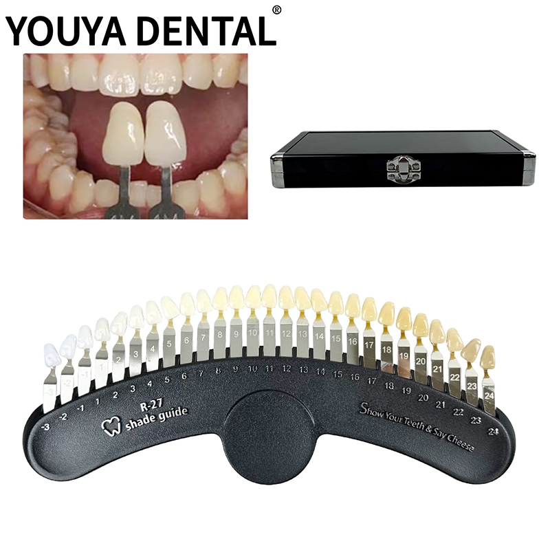 27 Colors Professional 3D Shade Guide with Mirror Dental Tooth Shade ...