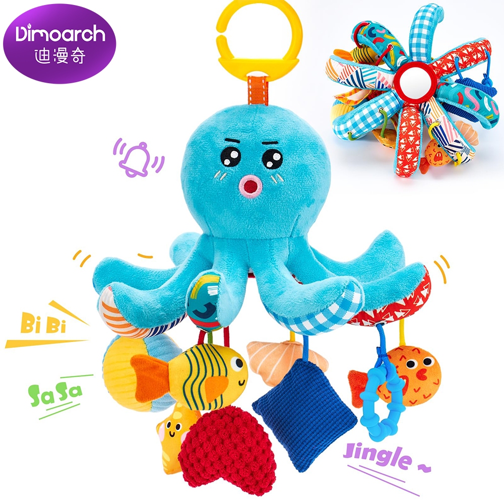 Dimoarch Baby Toys 0-6 Months Octopus Toy with Pulling Rattle ...
