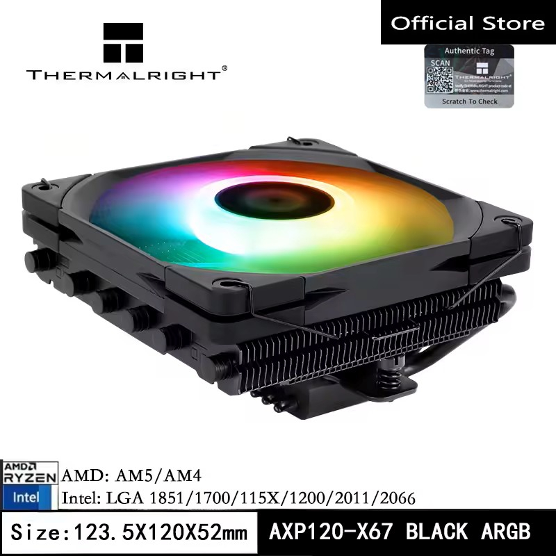 Thermalright AXP120-X67 ARGB CPU Air Cooler 6 Heat Pipes Low Profile ...