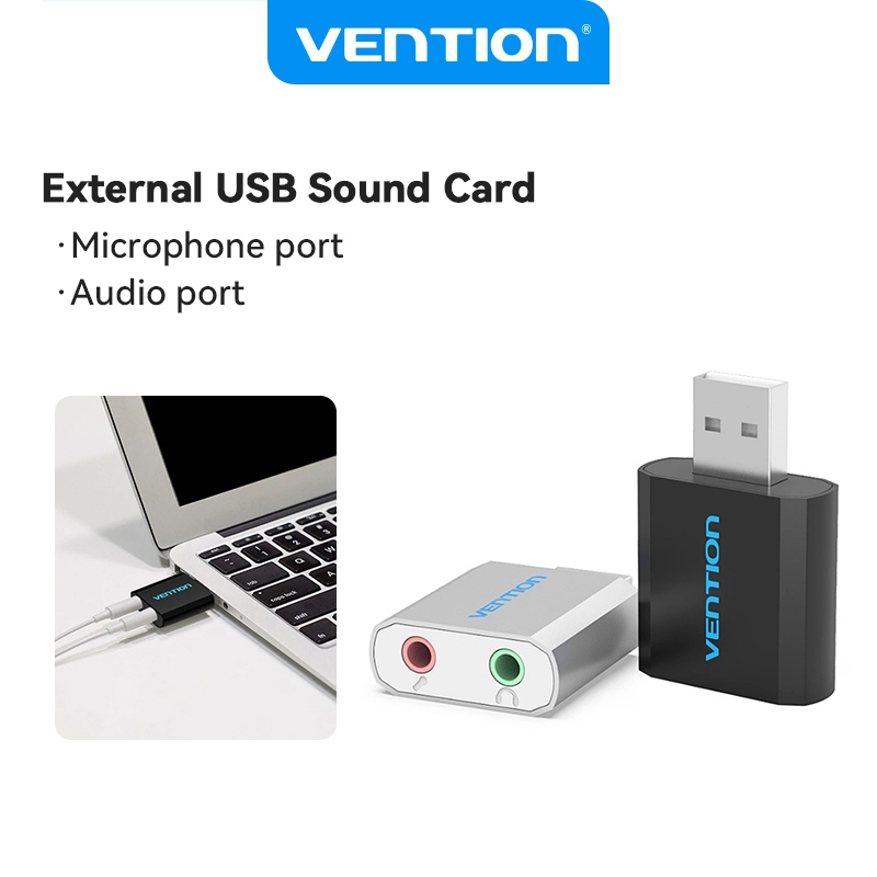 Vention Sound Card External USB 3.5mm AUX Mic Adapter Stereo Audio ...