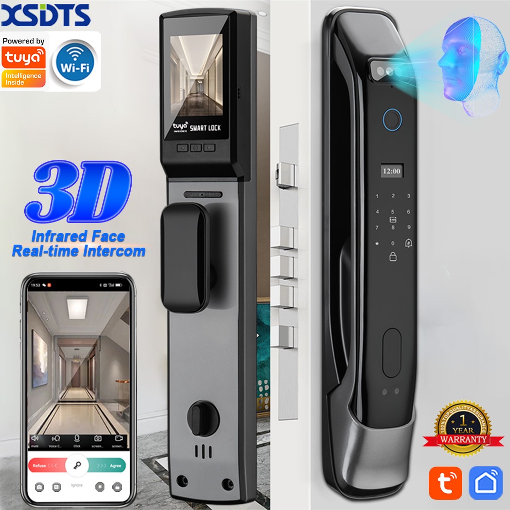 XSDTS 3D Face Recognition Smart Door Lock with Camera Digital Lock WIFI ...