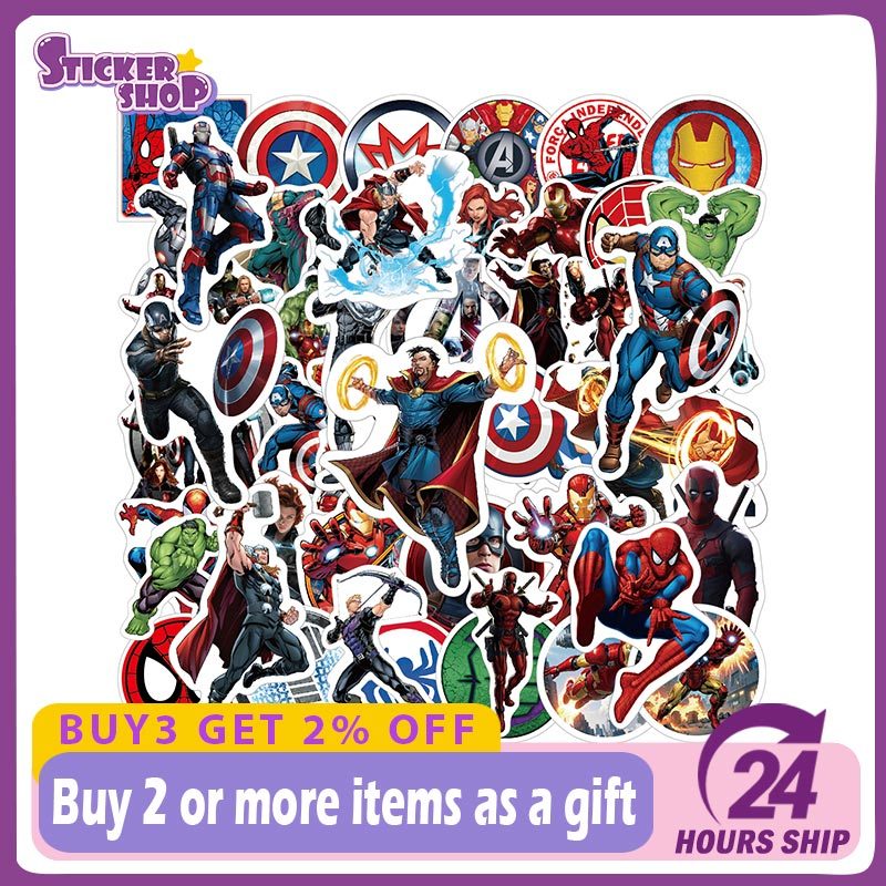 50pcs The Avengers Super Hero Marvel Stickers DIY Motorcycle Phone Car ...