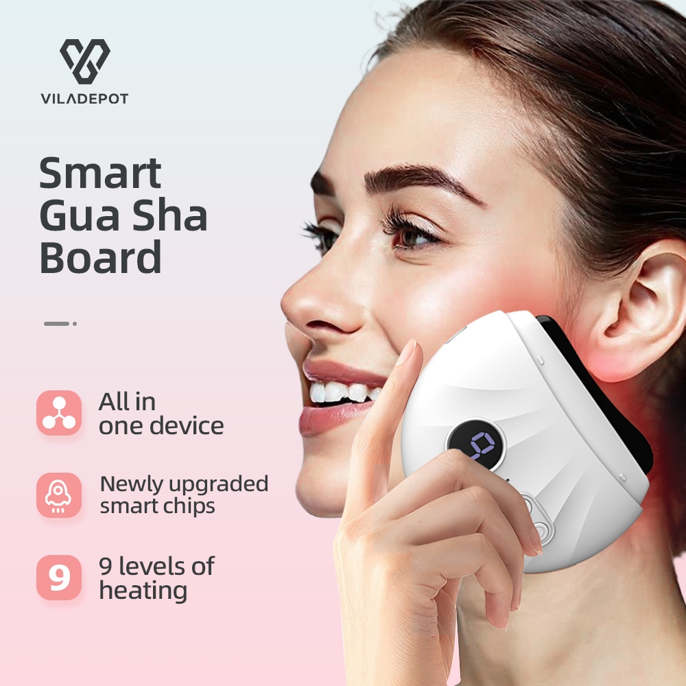 Electric Gua Sha Scrapping Board Facial Hot Compress Massager Body Face ...
