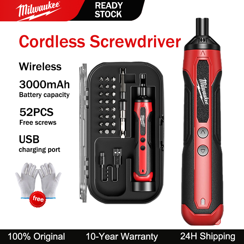 Milwaukee Electric Screwdriver Set 3 6v Electric Drill 52 Pcs Wireless Cn 11134207 7ras8