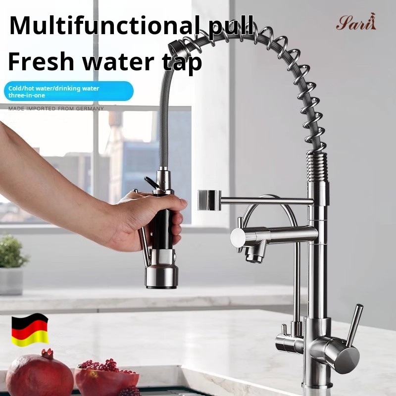 Three in one spring rotatable kitchen dishwasher water purifier washing ...