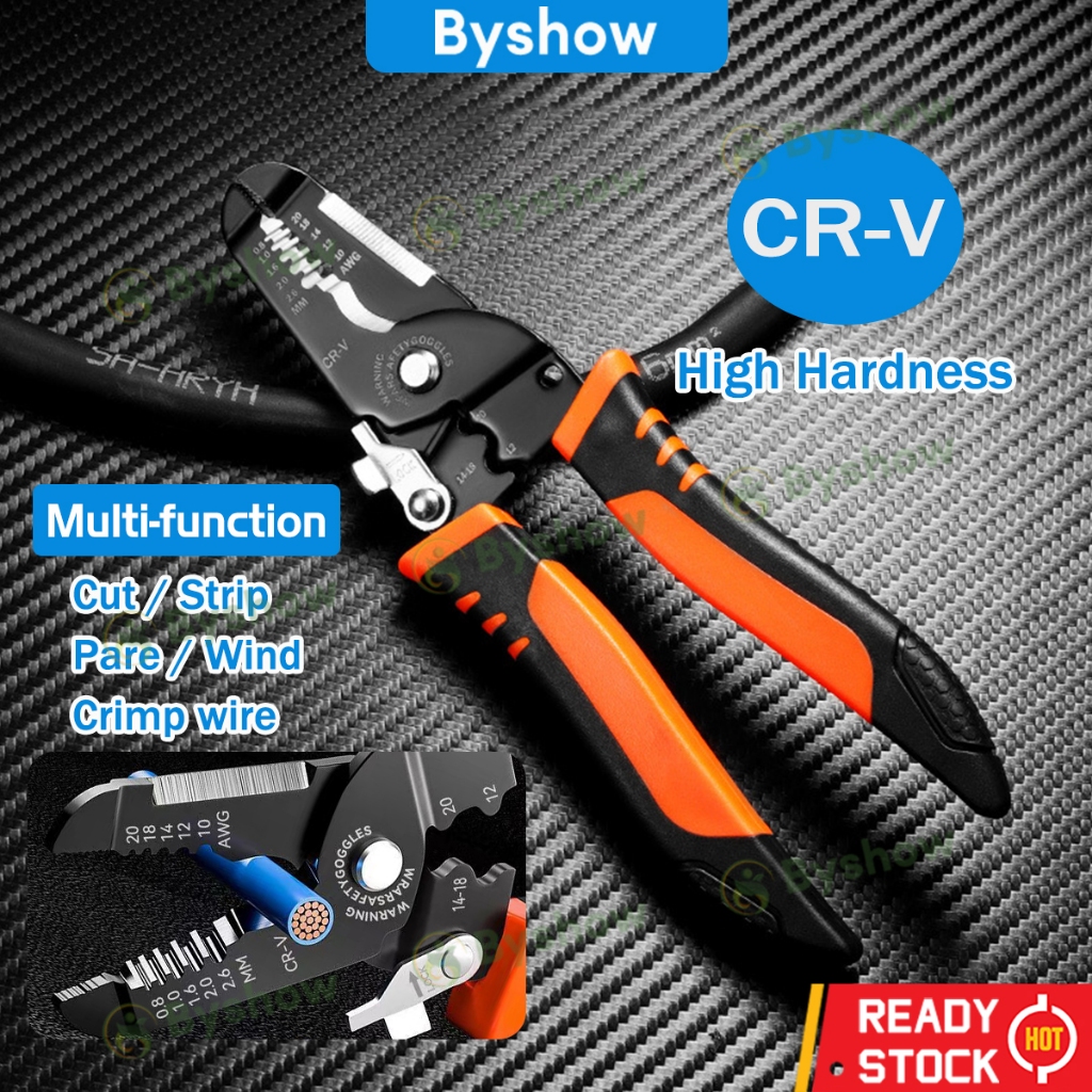 【Byshow】5-in-1 Multi-Tool CR-V Steel Wire Stripper Crimper with Auto ...