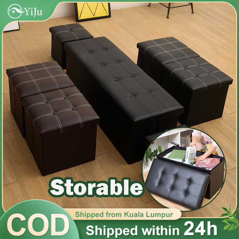 【𝟐-𝟑 𝐝𝐚𝐲𝐬 𝐝𝐞𝐥𝐢𝐯𝐞𝐫𝐲】Storage Sofa Stool 2 In 1 𝟳𝟲𝗖𝗠 Leather Large ...