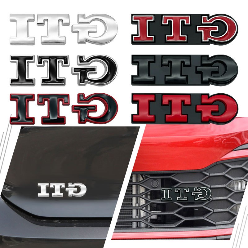 3D Metal Car Logo GTI Emblem Front Grille Badge Rear Trunk Sticker ...