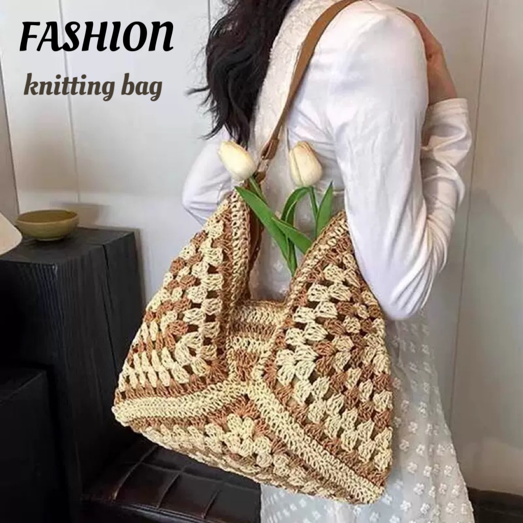 Leisure Travel Knitting Bag Handbag ,Woven Fashionable Paper Rope Straw ...