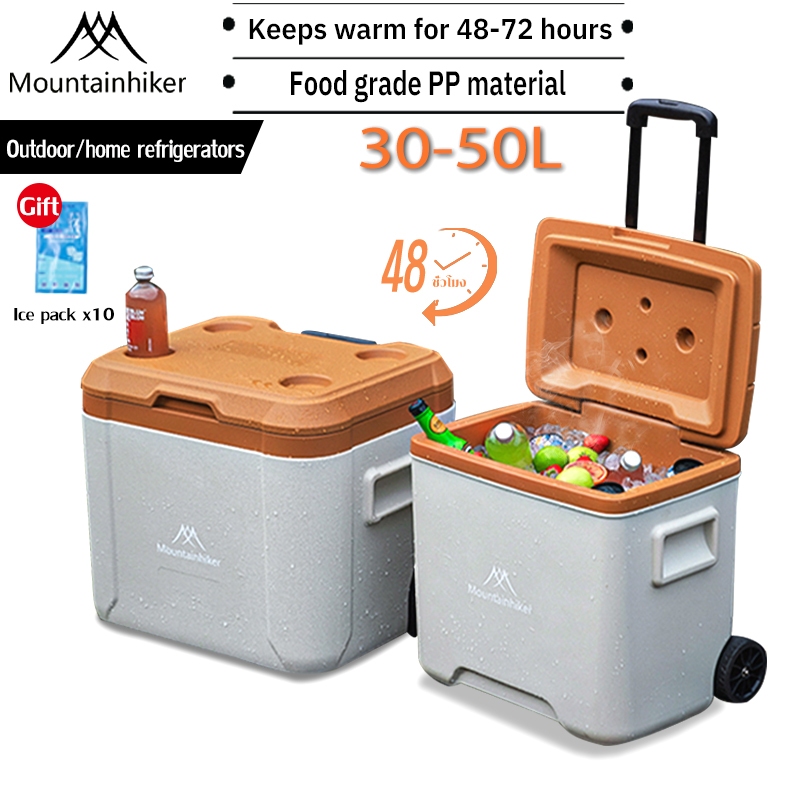 MOUNTAINHIKER Cooler Box Ice Box Ice Bucket with Roller for Camping ...