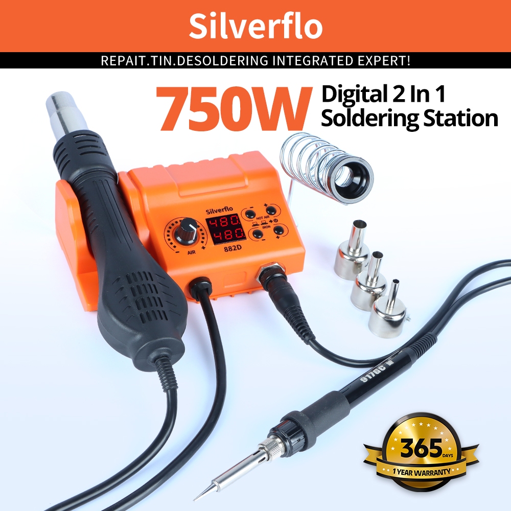 Solder Station 858D Electric Soldering Irons Hot Air Gun 750W SMD
