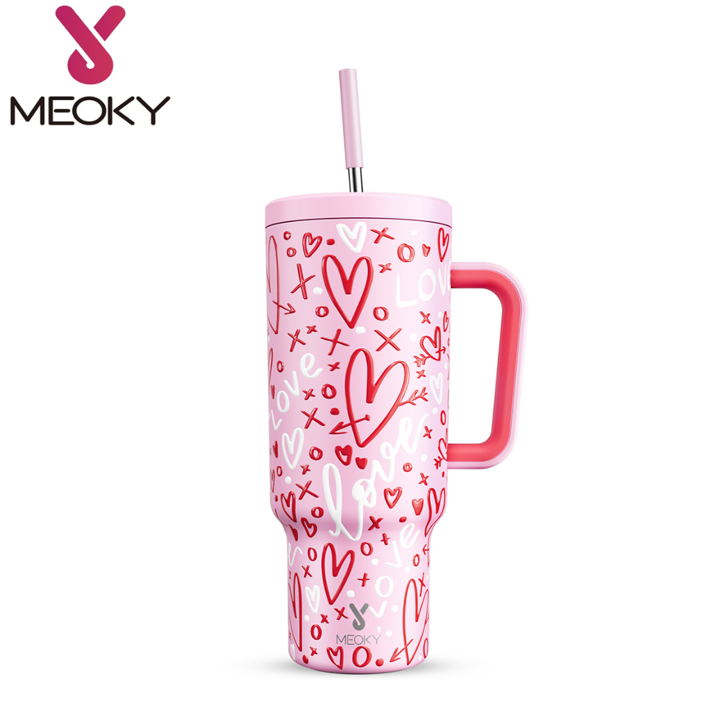 MEOKY 40oz(1180ml) Tumbler with Handle and Straw, Insulated Water ...