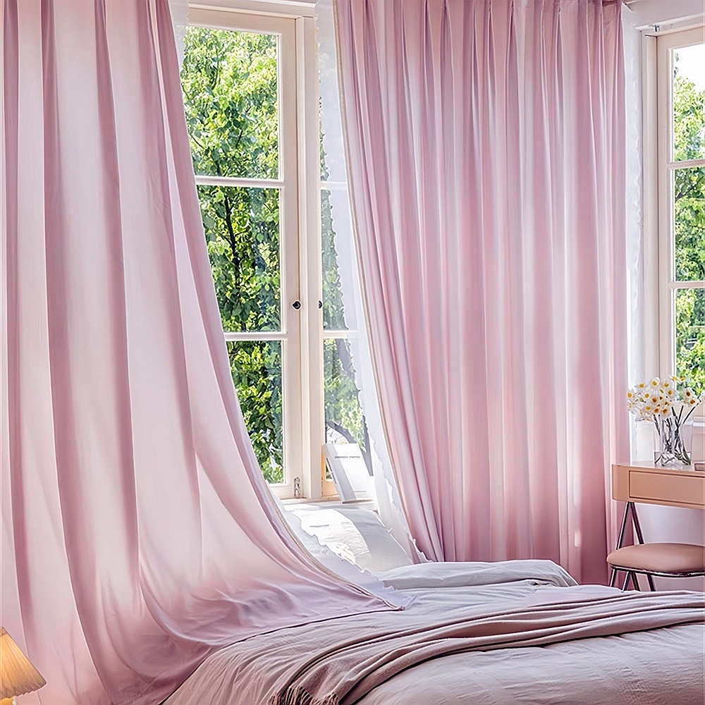 Princess Pink Semi Sheer with Luxury Beads Scallop Ruffle Edge Light ...