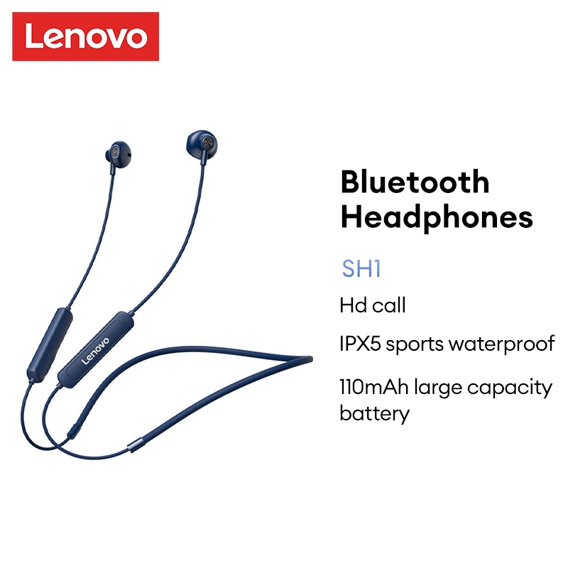 Lenovo SH1 Bluetooth Earphone Sport Headset IPX5 Waterproof Magnetic  Neckband With Mic for IOS Android Bluetooth