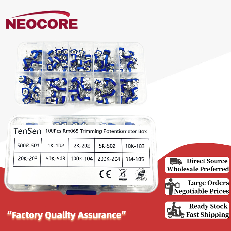 100Pcs/Box RM065 Carbon Film Horizontal Trimpot Potentiometer ...