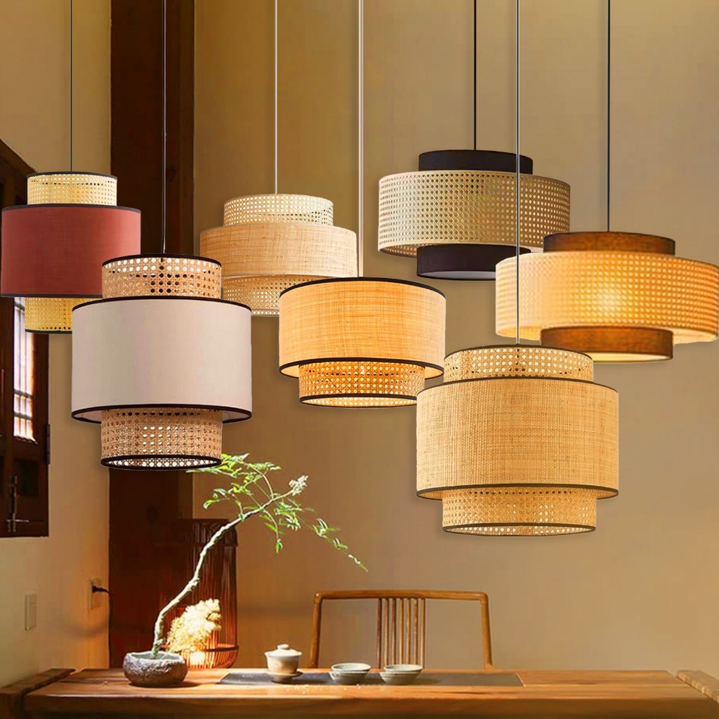 LAMPU CHANDELIER ROTAN JAPANESE LANTERN RATTAN PENDANT LIGHT DINING ...