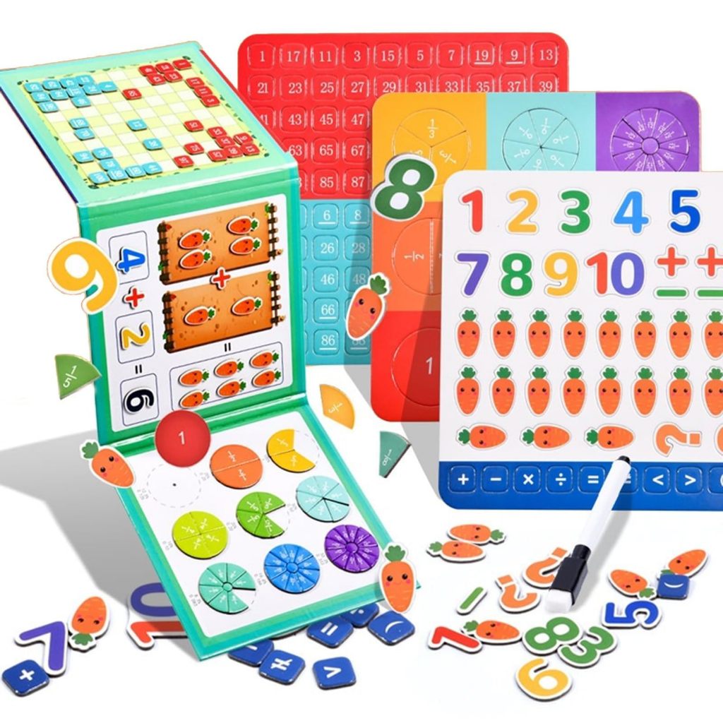 Magnetic Fraction Tiles & Fraction Circles,3 in 1 Magnetic Book ...