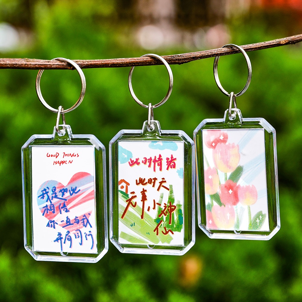 100PCS Acrylic Keychain Plastic Keychain Hollow Keychain Photo Picture ...