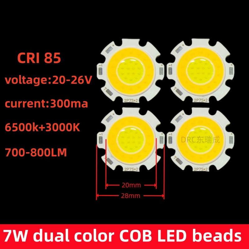 7W White/Warm White Dual Color Temperature 28*20 COB Light Source LED ...