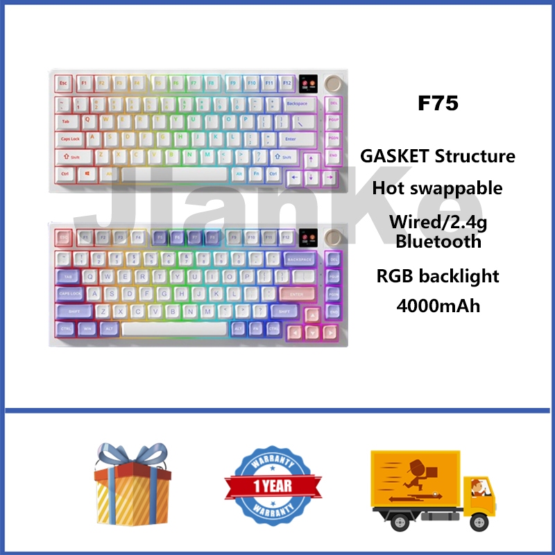 F75 Wireless Mechanical Keyboard with Screen Hot Swap RGB Gasket Custom ...