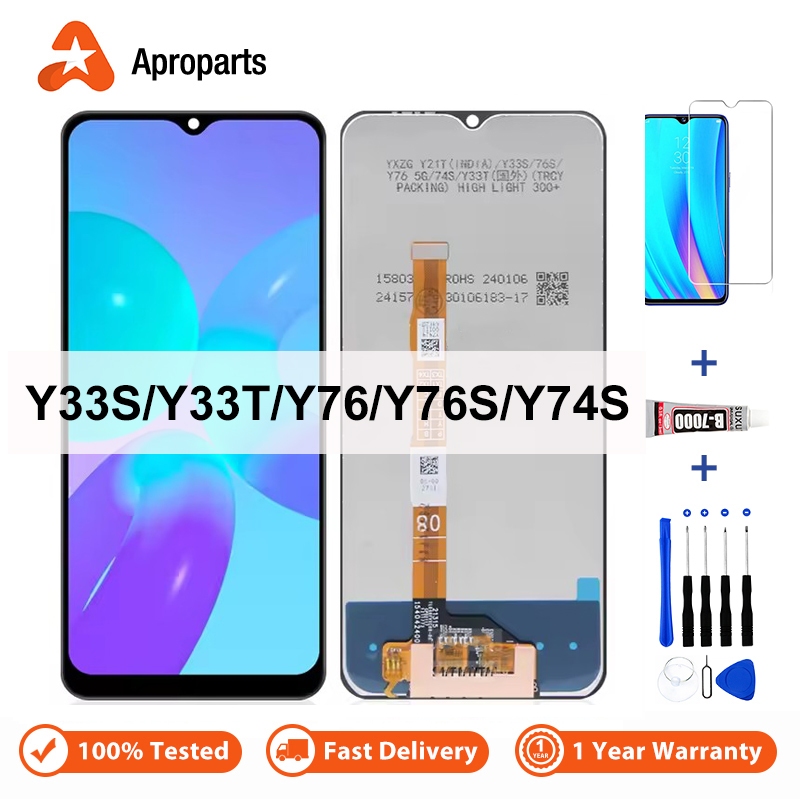 Schermo LCD Touch Vivo Y33s 4G/Y76 5G – Sostituzione 6.58 Pollici Con Kit Attrezzi, Nero