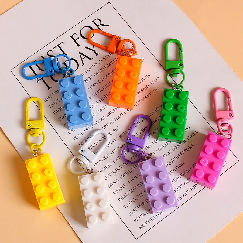 Colorful Building Block Keychain Creative Lego Building Blocks Key Ring ...