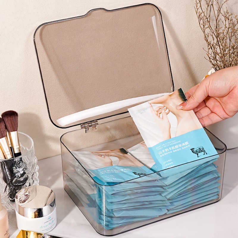 Transparent Acrylic Mask Storage Box Large Capacity Household Cosmetics ...