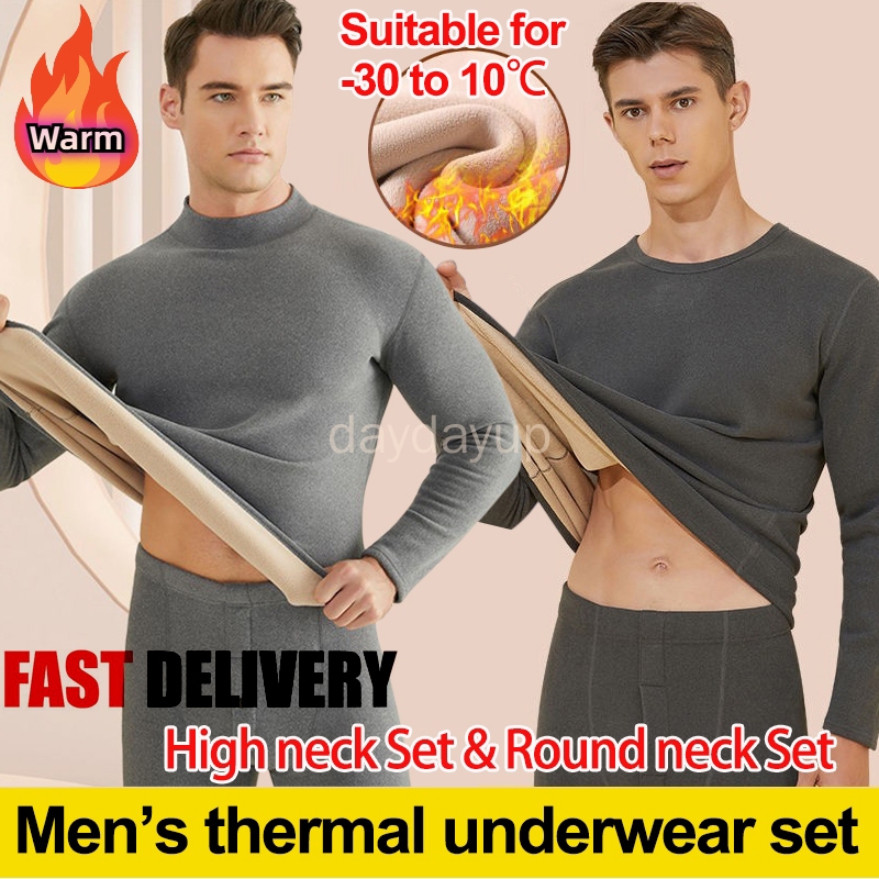 Warm Thermal Underwear for Men Long John Thickened Oversized Thermal Wear  Autumn Clothes Autumn Pants Set Heating Up Lamb Cashmere for Winter