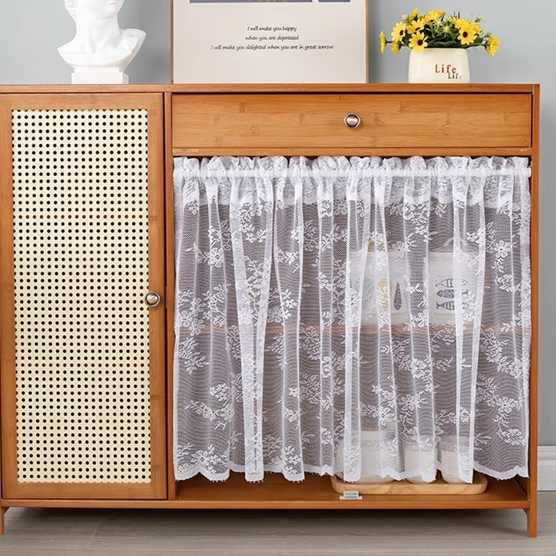 Curated visual reference: Gallery Detail: White Lace Windows Valance Romantic Embroidery Floral Cafe Kitchen