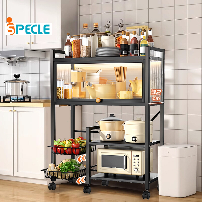 iSPECLE Dustproof Kitchen Storage Rack Microwave Oven Rack Space-saving ...