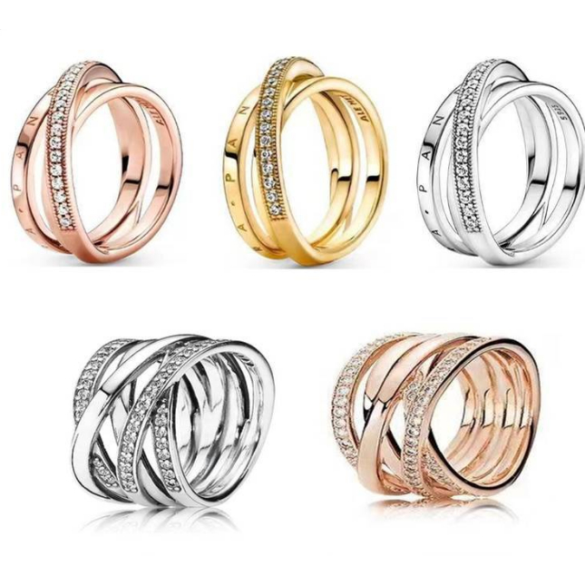 925 three-ring overlapping couple rings | Shopee Malaysia