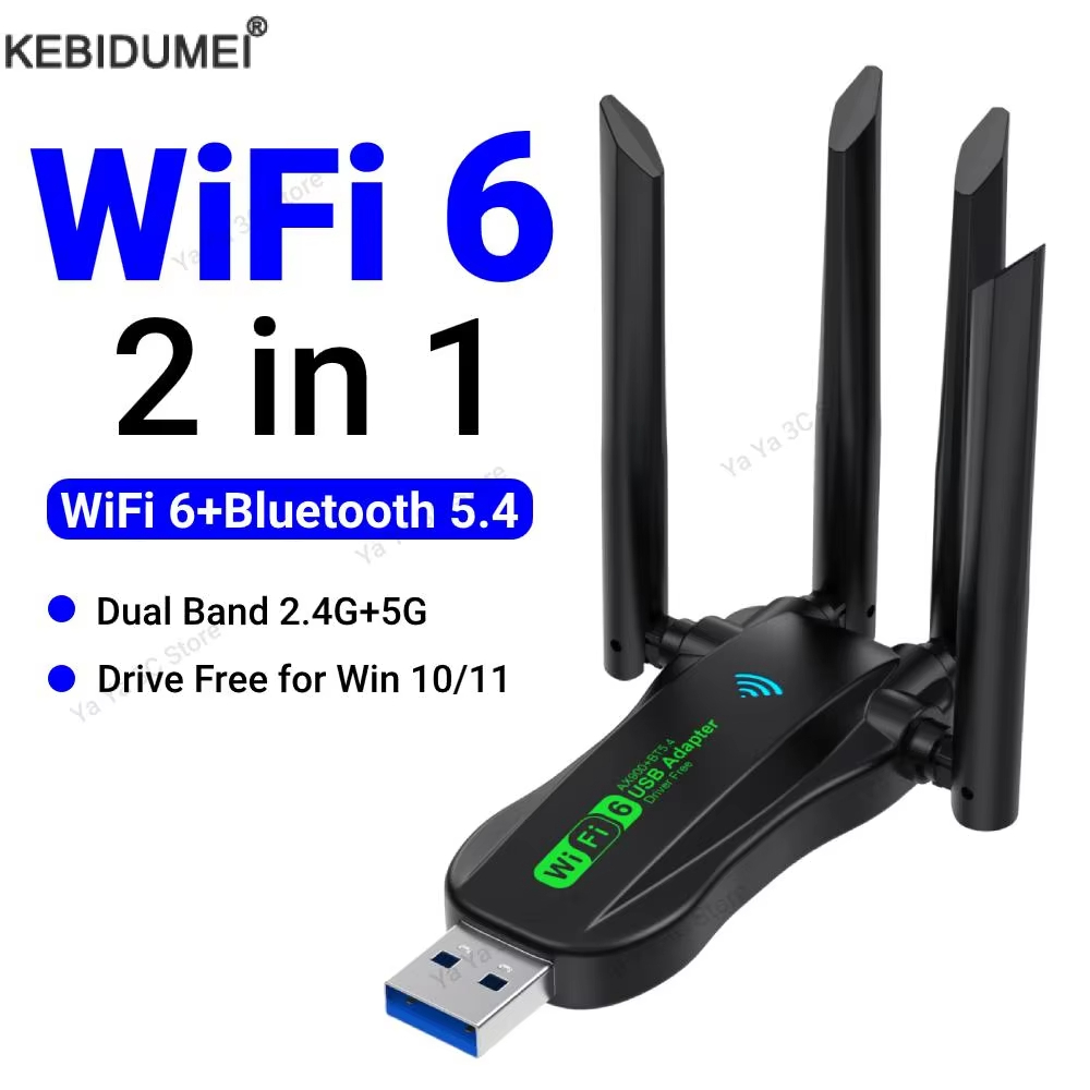 900Mbps WiFi USB Adapter 2 in 1 Bluetooth 5.4 Wifi6 Network Card 2.4G ...
