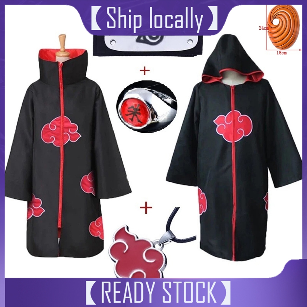 Anime Naruto Akatsuki Cosplay Ninja Costume Uchiha Itachi Red Cloud ...