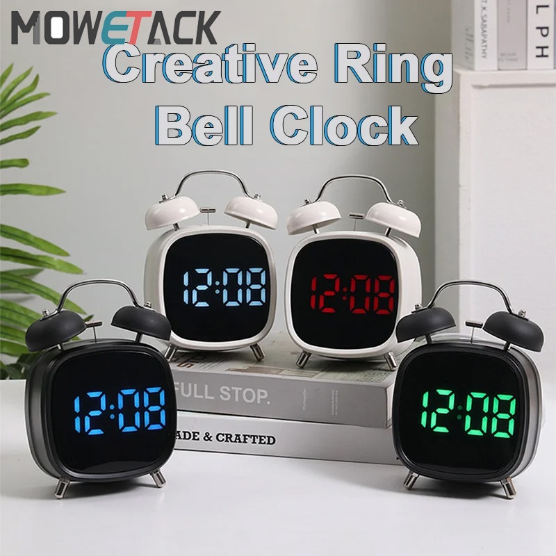 Creative High Volume Alarm Clock Digital LED Ring Bell Clock Plug-In ...