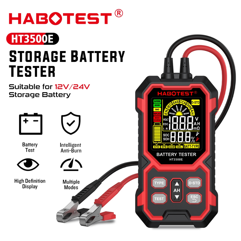 HABOTEST HT3500E Black car battery analyzer tester 8V-30V BM550 battery ...