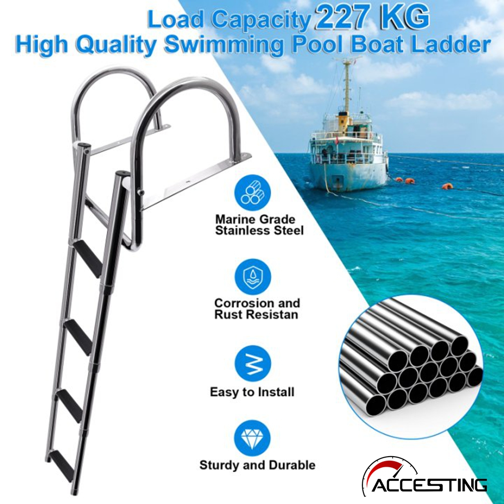4 Steps Boat Ladder Stainless Steel Pool Ladder, Swimming Ladder Boat ...