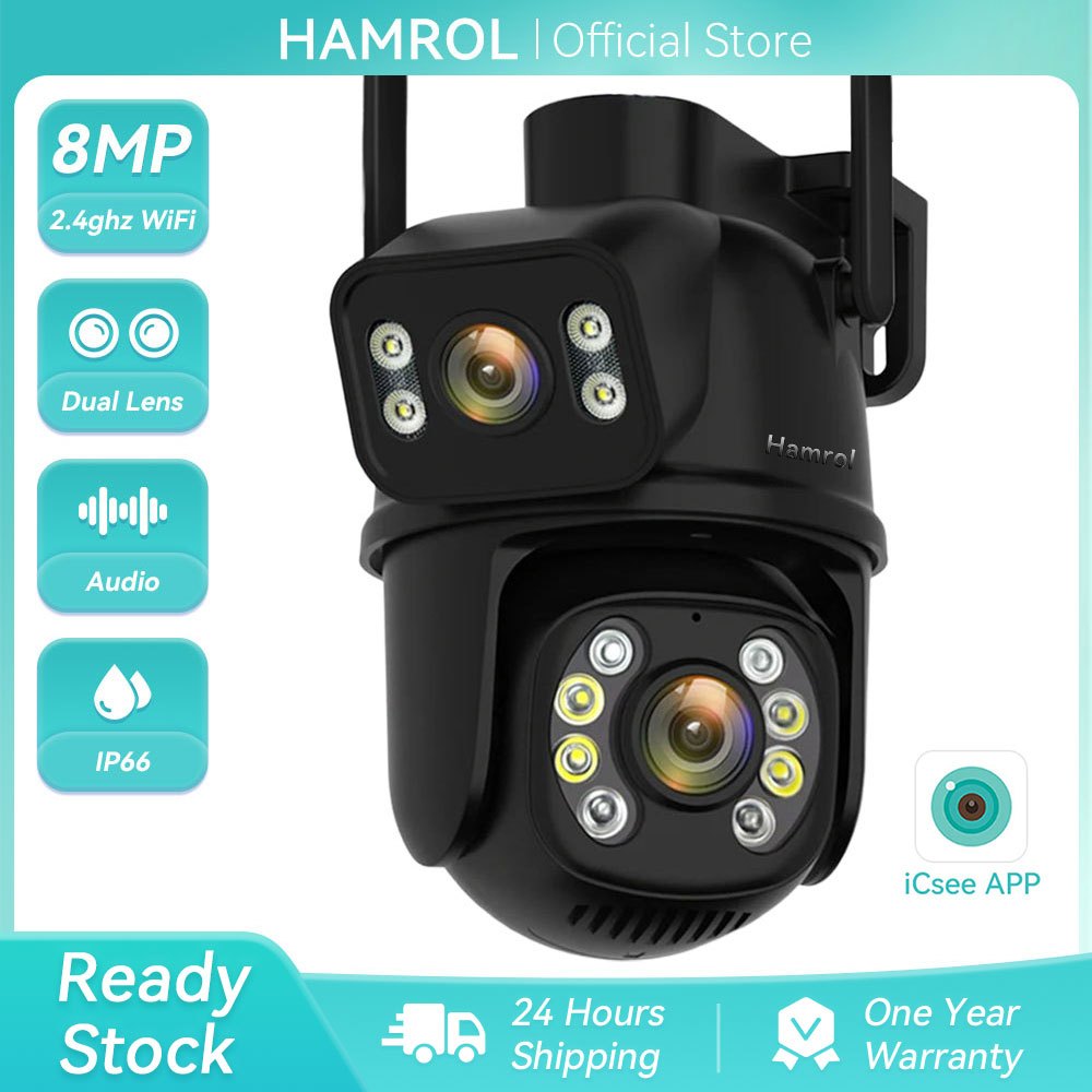 Hamrol Auto Tracking Wireless Dual Lens 4K 8MP PTZ CCTV Camera - All ...