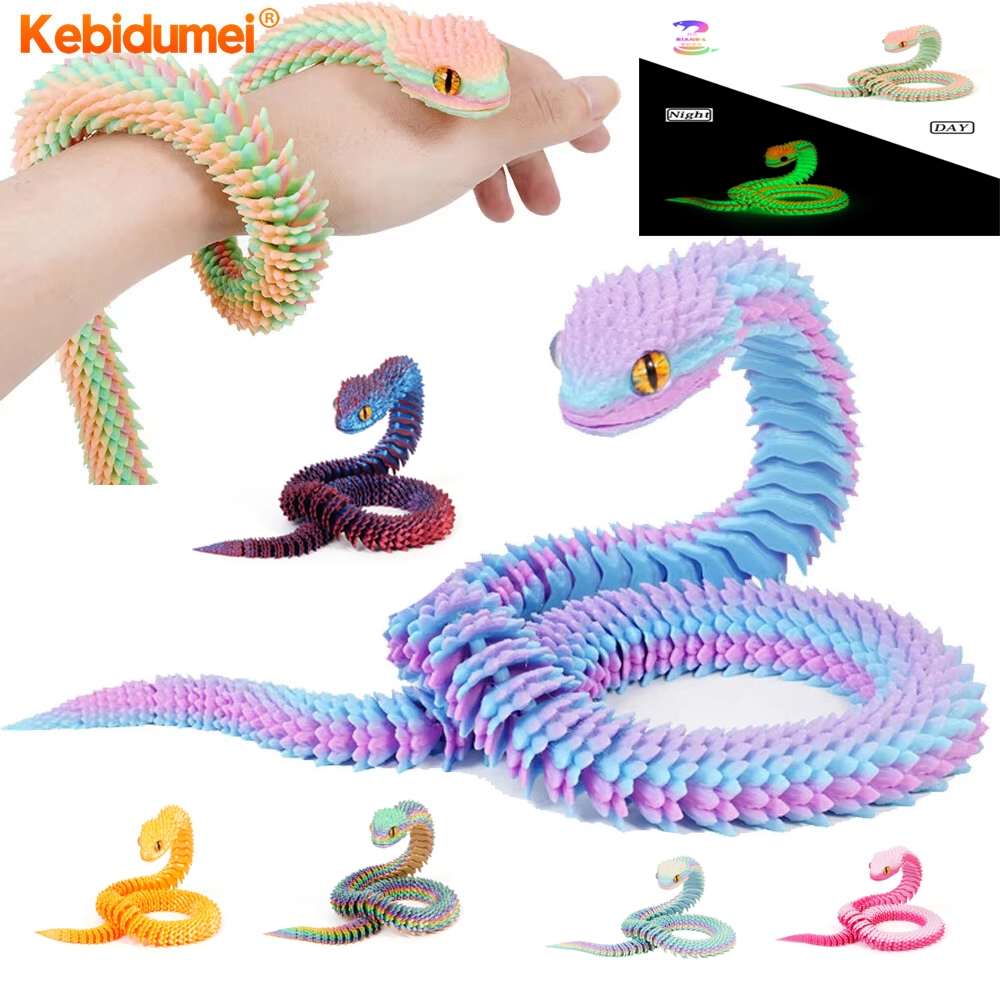 3D Printed Snake Luminous Movable Joint Simulation Snake Figurine ...